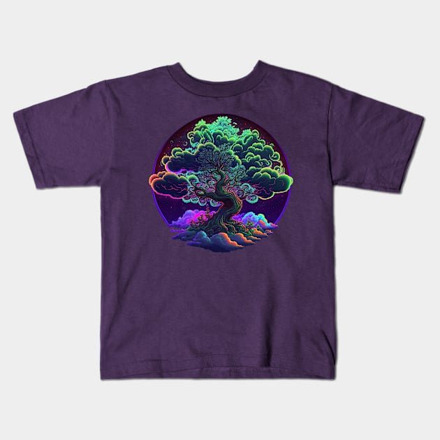 Tree of Life in the Clouds Kids T-Shirt by wumples